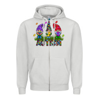 Dove Grey autism Gnome Zipper Hoodie - CowhideDigitalArt