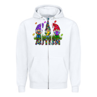 White autism Gnome Zipper Hoodie - CowhideDigitalArt