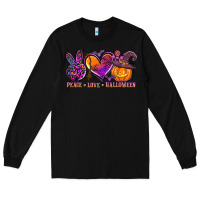 Black peace love halloween Long Sleeve Tee - AdoDesignShop
