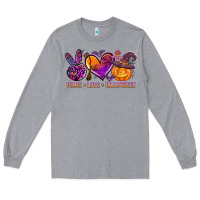 Heather Grey peace love halloween Long Sleeve Tee - AdoDesignShop