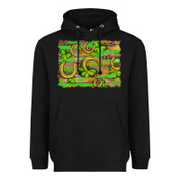 Black horseshoe shamrock leopard wood glitter background Heavyweight Hoodie - Artiststas