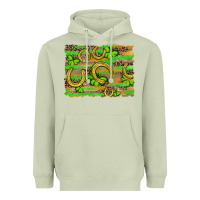 Matcha horseshoe shamrock leopard wood glitter background Heavyweight Hoodie - Artiststas