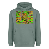 Sage horseshoe shamrock leopard wood glitter background Heavyweight Hoodie - Artiststas