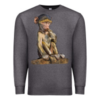 Charcoal Heather Baby Baboon Illustrations Premium Sweatshirt - LillyAllenDesigns