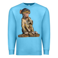 Ocean Blue Baby Baboon Illustrations Premium Sweatshirt - LillyAllenDesigns