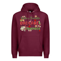 Burgundy santa's favorite daycare provider Premium Hoodie - MaliasSmallBusiness