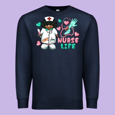 Nurse Life Afro American Nurse Premium Sweatshirt Designed By Barkaloodesign