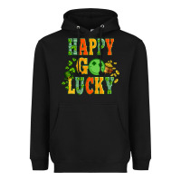Black happy go lucky  with coin and shamrock Heavyweight Hoodie - Artiststas