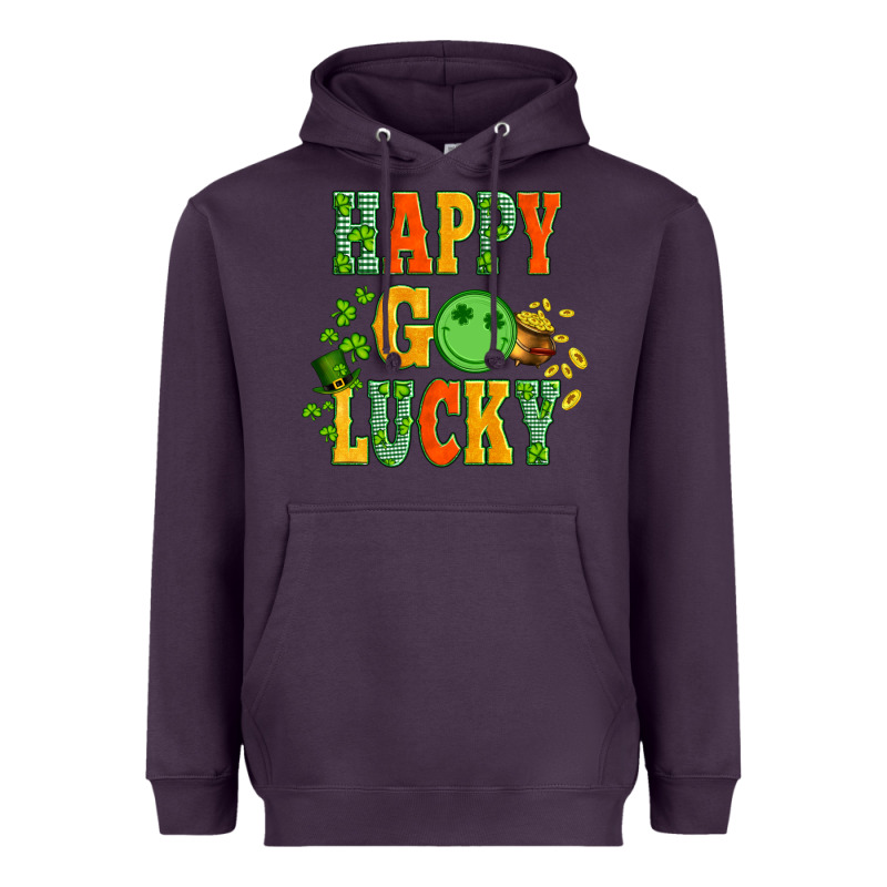Happy Go Lucky  With Coin And Shamrock Heavyweight Hoodie by Artiststas | Teevron