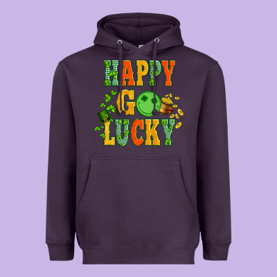 Happy Go Lucky  With Coin And Shamrock Heavyweight Hoodie Designed By Artiststas