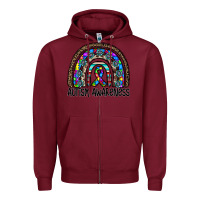 Burgundy autism awareness Zipper Hoodie - CowhideDigitalArt
