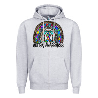 Heather Grey autism awareness Zipper Hoodie - CowhideDigitalArt