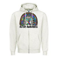 Oatmeal Heather autism awareness Zipper Hoodie - CowhideDigitalArt