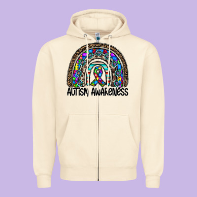 Autism Awareness Zipper Hoodie Designed By Cowhidedigitalart