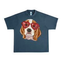 Midnight Navy Beagle with love glasses Urban Heavy Tee - RanaPortraitStore