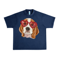 Navy Beagle with love glasses Urban Heavy Tee - RanaPortraitStore