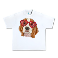 White Beagle with love glasses Urban Heavy Tee - RanaPortraitStore