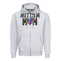 Heather Grey autism mom Zipper Hoodie - CowhideDigitalArt