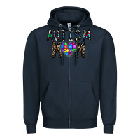 Navy autism mom Zipper Hoodie - CowhideDigitalArt