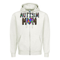 Oatmeal Heather autism mom Zipper Hoodie - CowhideDigitalArt