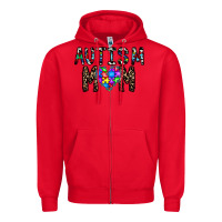 Red autism mom Zipper Hoodie - CowhideDigitalArt