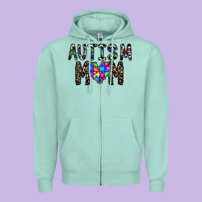Autism Mom Zipper Hoodie Designed By Cowhidedigitalart