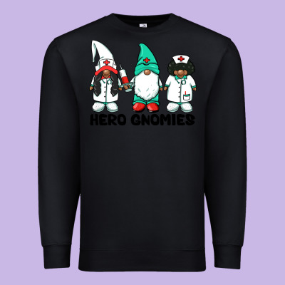 Hero Gnomies African American Nurse Gnomies Medical Gnomies Premium Sweatshirt Designed By Barkaloodesign