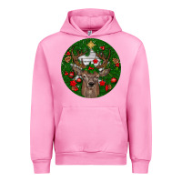Fuchsia Pink deer christmas Urban Hoodie - BundleAndBundleShop
