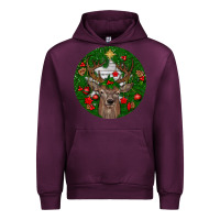 Mauve Wine deer christmas Urban Hoodie - BundleAndBundleShop