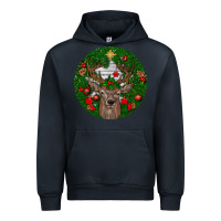 Navy deer christmas Urban Hoodie - BundleAndBundleShop