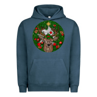 Pigment Midnight Navy deer christmas Urban Hoodie - BundleAndBundleShop