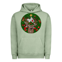 Pigment Oil Green deer christmas Urban Hoodie - BundleAndBundleShop