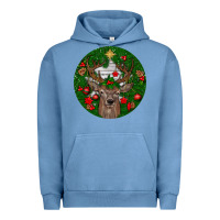Pigment Pebble Blue deer christmas Urban Hoodie - BundleAndBundleShop