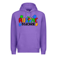 Purple ausome teacher Premium Hoodie - MaliasSmallBusiness