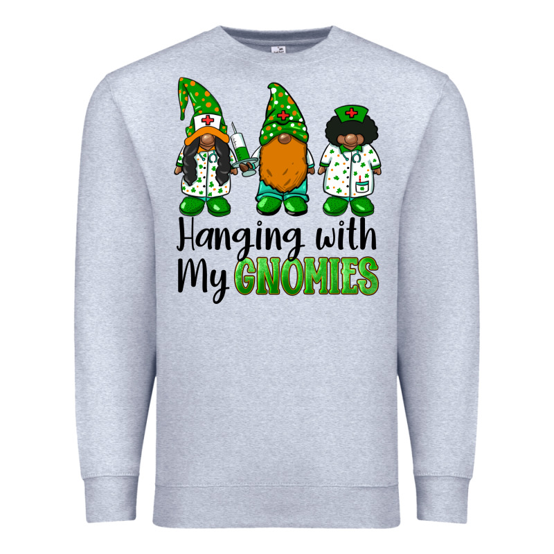Hanging With My Gnomies African American Nurse Gnomies Premium Sweatshirt by BarkalooDesign | Teevron