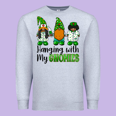 Hanging With My Gnomies African American Nurse Gnomies Premium Sweatshirt Designed By Barkaloodesign