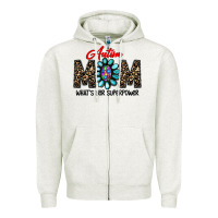 Oatmeal Heather autism Zipper Hoodie - CowhideDigitalArt