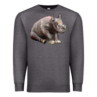Charcoal Heather Baby Rhino Illustrations Premium Sweatshirt - LillyAllenDesigns
