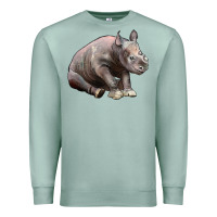 Seafoam Baby Rhino Illustrations Premium Sweatshirt - LillyAllenDesigns