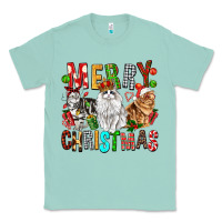 Seafoam Merry christmas cats Classic Tee - FaDigitalArtStudio