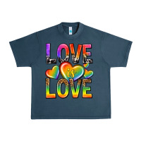 Midnight Navy love is love with hearts Urban Heavy Tee - texasbilliewilder