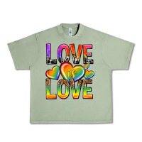 Oil Green love is love with hearts Urban Heavy Tee - texasbilliewilder