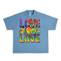 Pebble Blue love is love with hearts Urban Heavy Tee - texasbilliewilder
