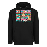 Black easter bunny with daisy and turquoise cowhide leopard  background Heavyweight Hoodie - Artiststas