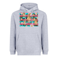 Heather Grey easter bunny with daisy and turquoise cowhide leopard  background Heavyweight Hoodie - Artiststas
