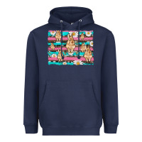 Navy easter bunny with daisy and turquoise cowhide leopard  background Heavyweight Hoodie - Artiststas