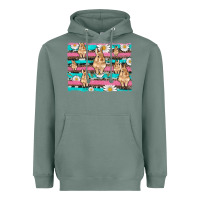 Sage easter bunny with daisy and turquoise cowhide leopard  background Heavyweight Hoodie - Artiststas