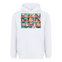 White easter bunny with daisy and turquoise cowhide leopard  background Heavyweight Hoodie - Artiststas