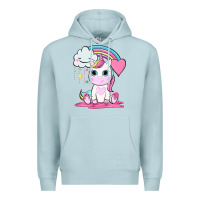Blue Mist cute unicorn and rainbow Premium Hoodie - NancyCooperArtShop