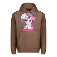 Chestnut cute unicorn and rainbow Premium Hoodie - NancyCooperArtShop